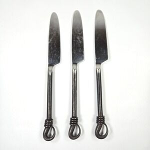 GS Gourmet Settings Twist N Shout 3 Dinner Knives Silverware Flatware Stainless